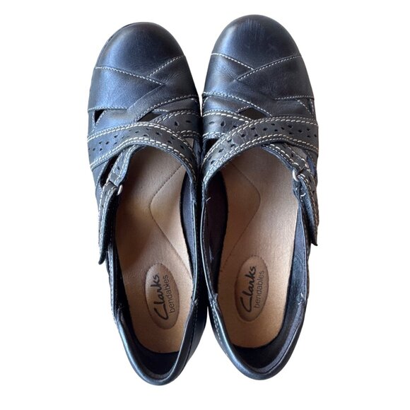 Clarks Bendables Brown Leather Comfort Mary Jane Flats Women's Size 9W Walking - Picture 7 of 10